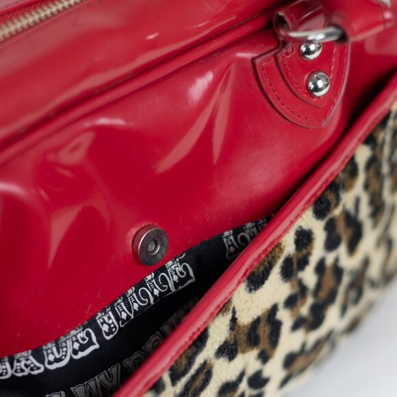 Lux De Ville Red Patent Leopard Rockabilly Pin Up Bag - Picture 9 of 15